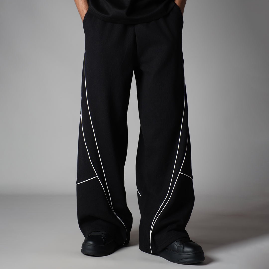 BLACK VERTEX FLEECE BAGGY SWEATPANTS - Hophead