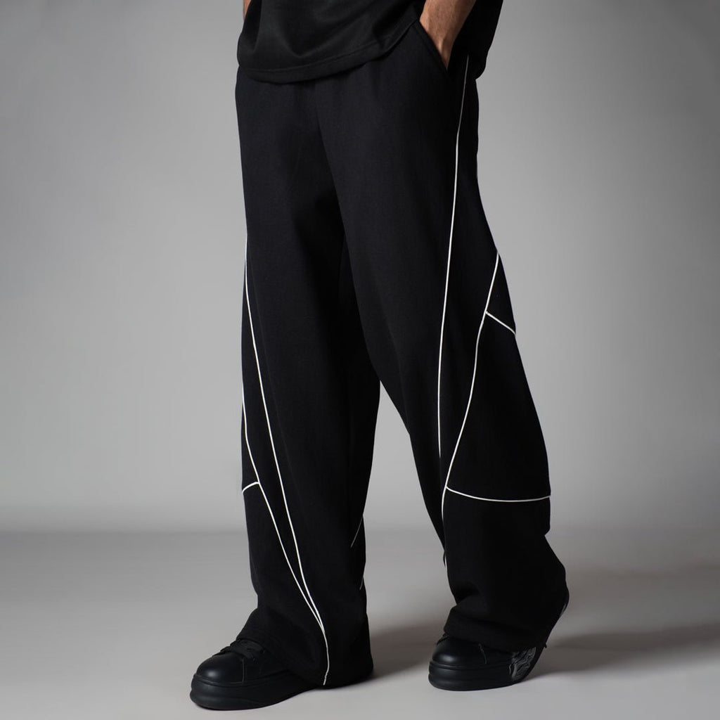 BLACK VERTEX FLEECE BAGGY SWEATPANTS - Hophead
