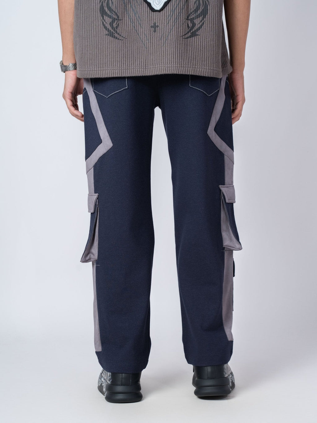 BLUE AND CHARCOAL POCKET CARGO - Hophead