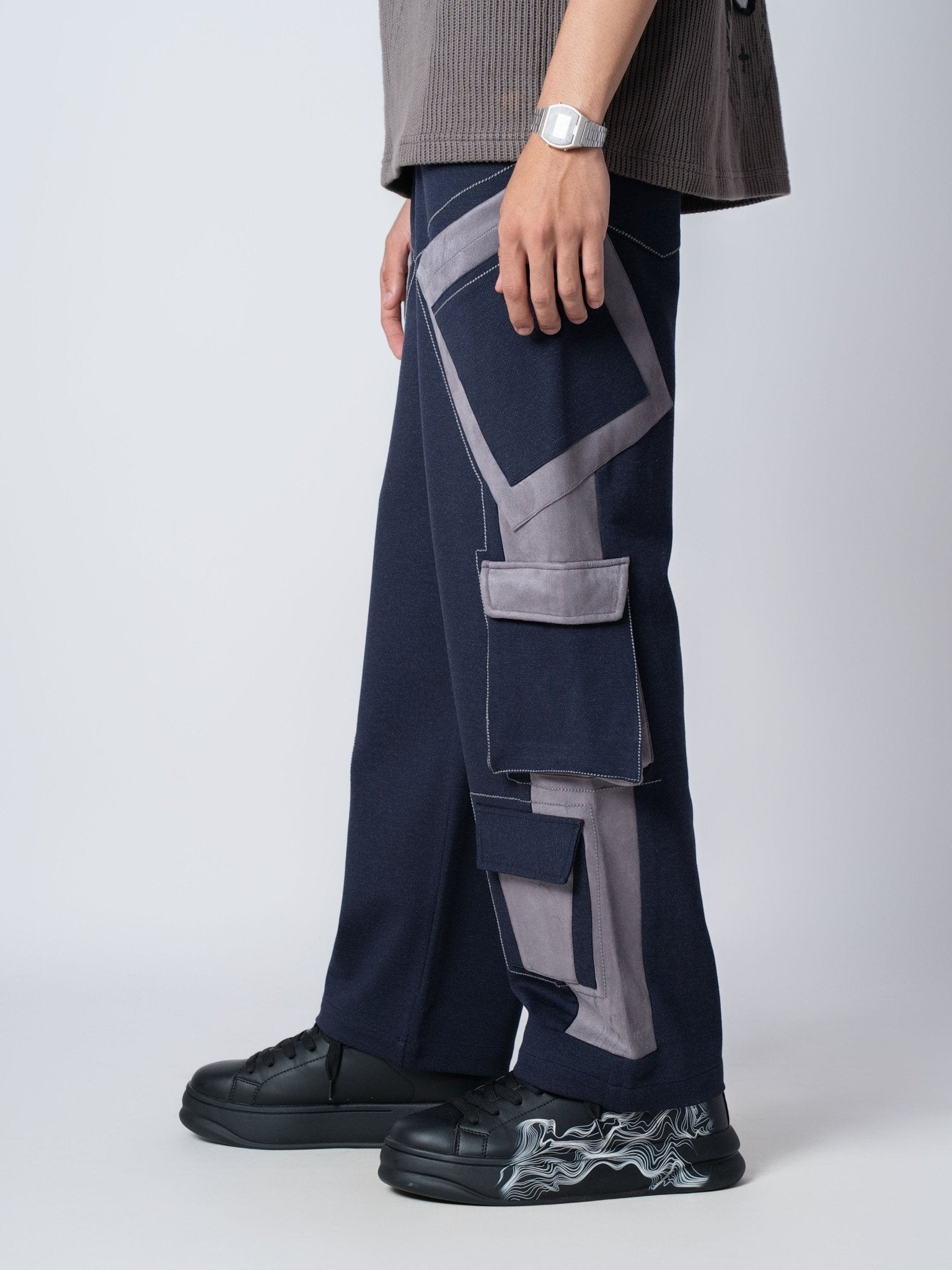 BLUE AND CHARCOAL POCKET CARGO - Hophead