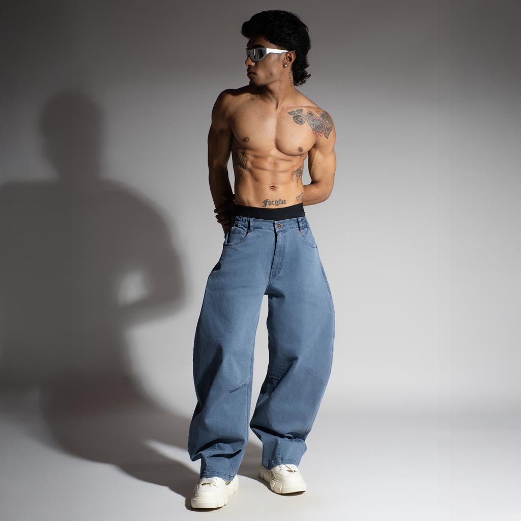 BLUE BARREL LEG DENIM - Hophead