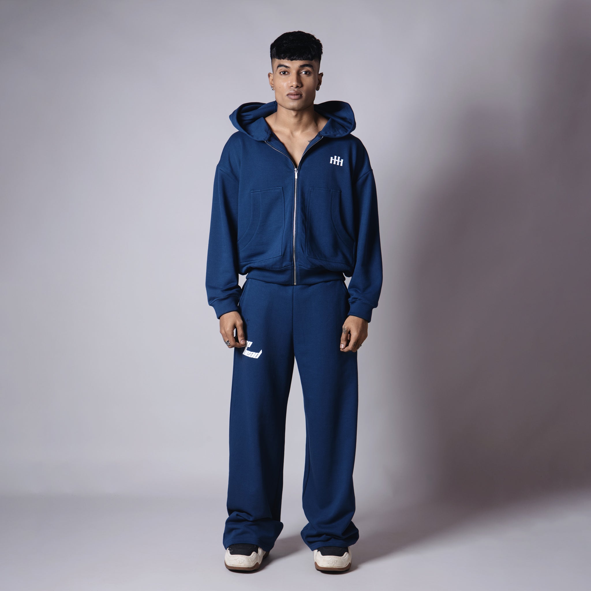 BLUE BASIC HEAVY ZIPPER HOODIE - Hophead