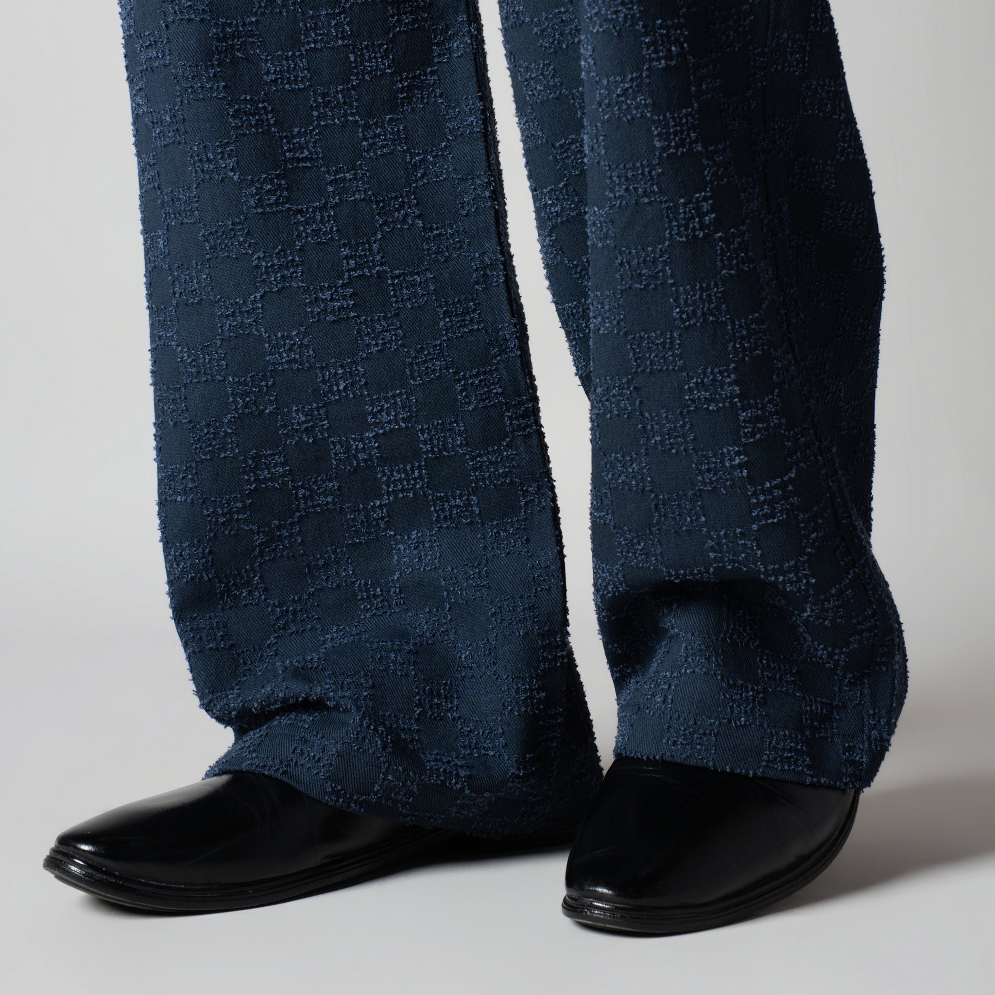 BLUE CHECKERED ROOFING BOOT CUT DENIM - Hophead