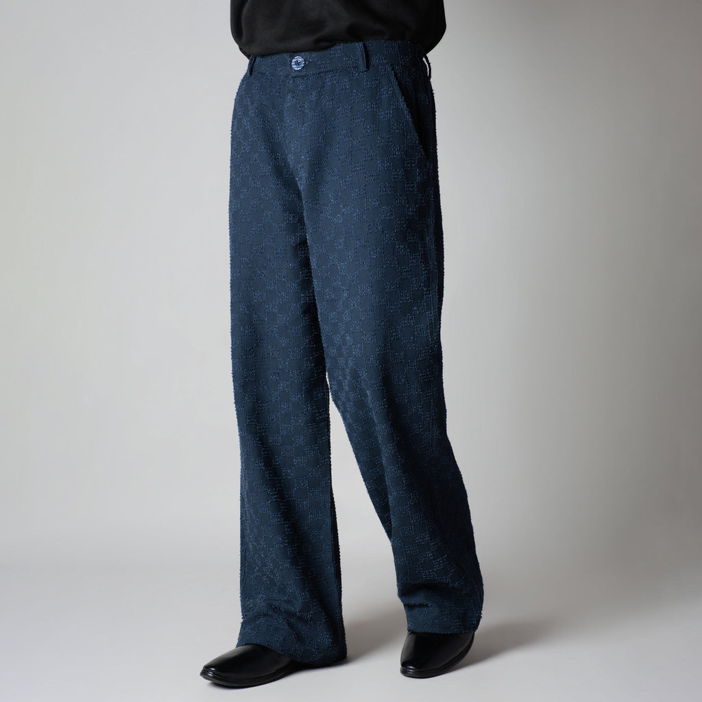 BLUE CHECKERED ROOFING BOOT CUT DENIM - Hophead