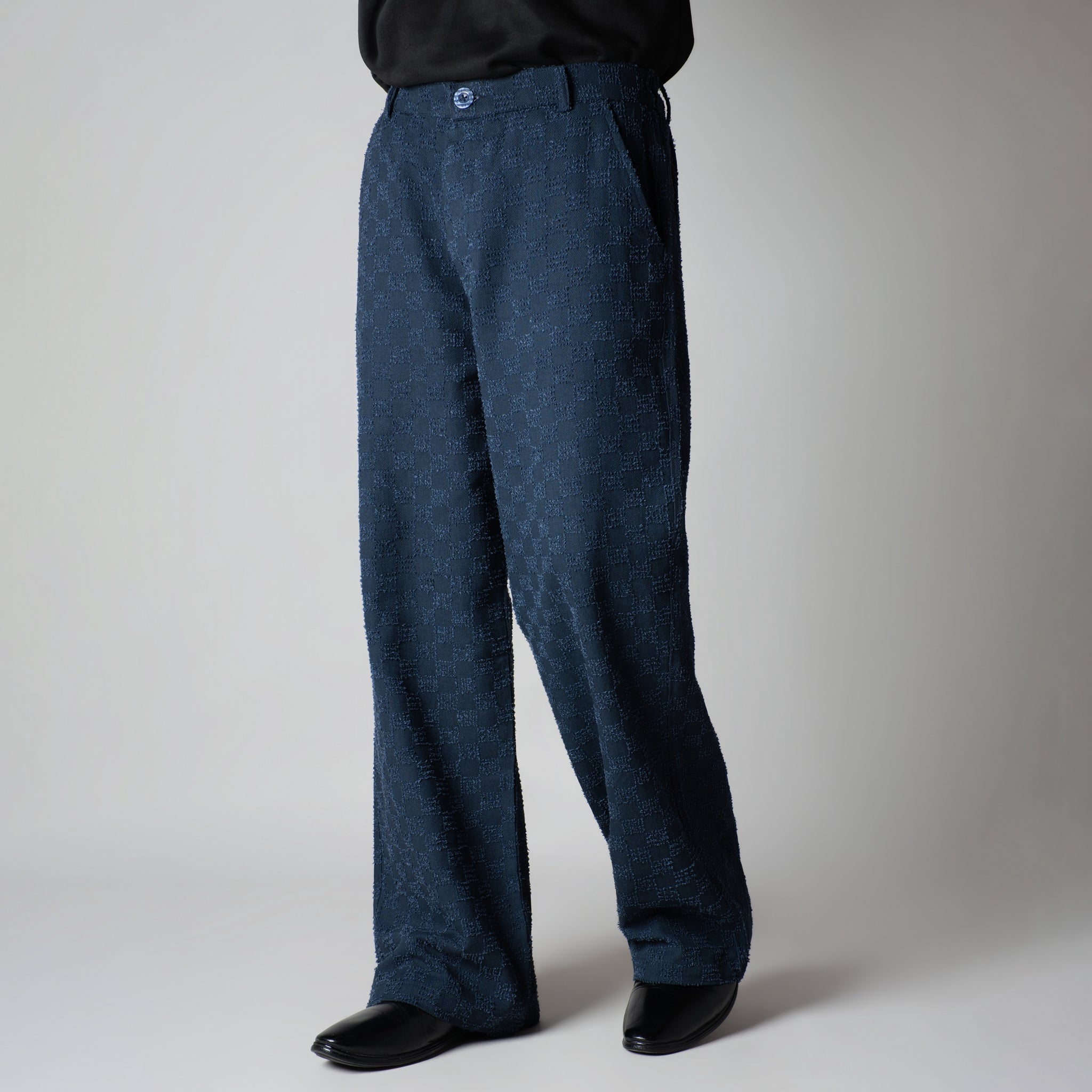 BLUE CHECKERED ROOFING BOOT CUT DENIM - Hophead