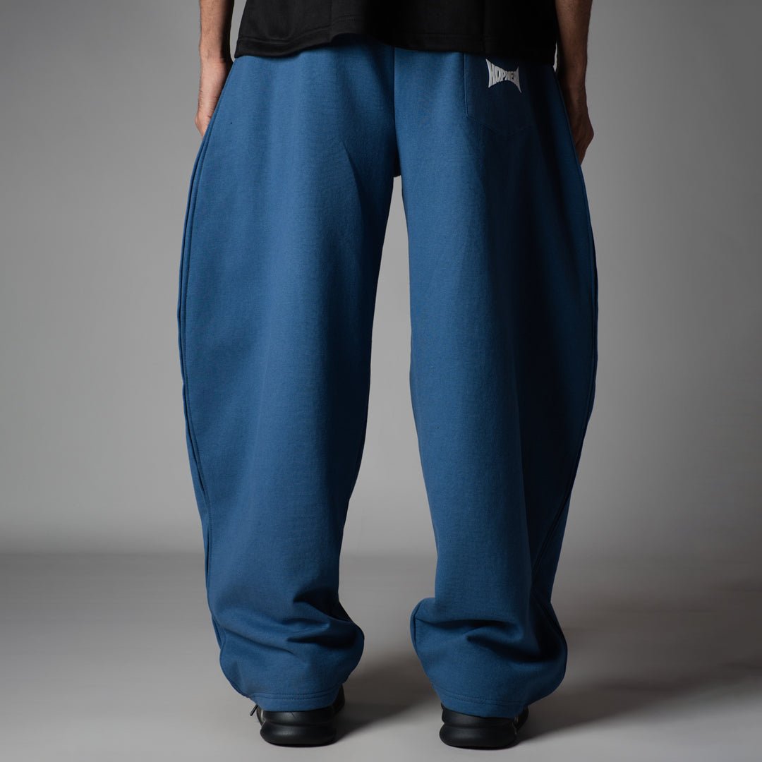 BLUE PANELLED FLEECE BAGGY SWEATPANTS - Hophead