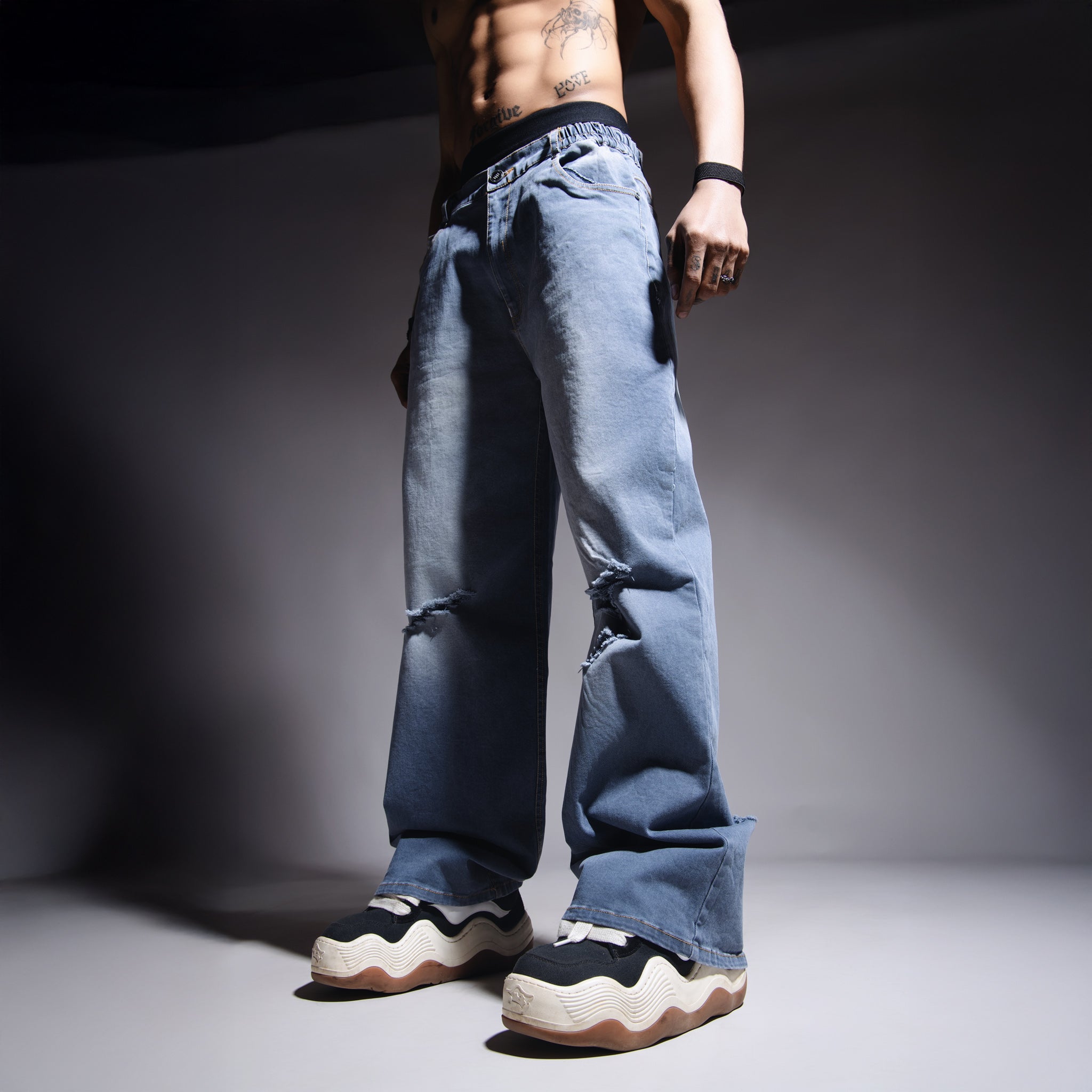 BLUE RIPPED HORIZON DENIM - Hophead