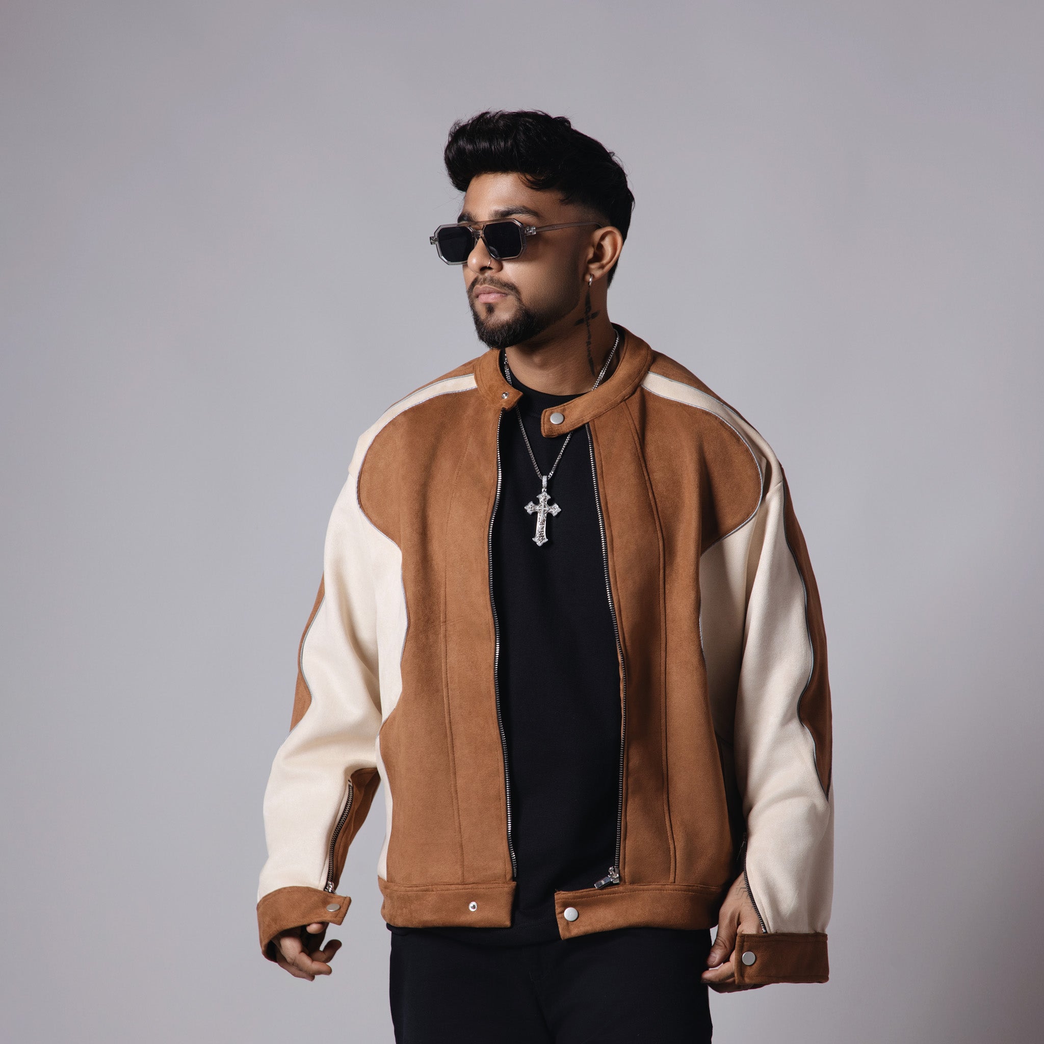 BROWN & BEIGE RACER JACKET - Hophead