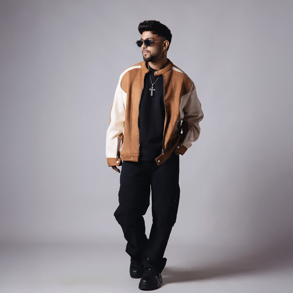 BROWN & BEIGE RACER JACKET - Hophead