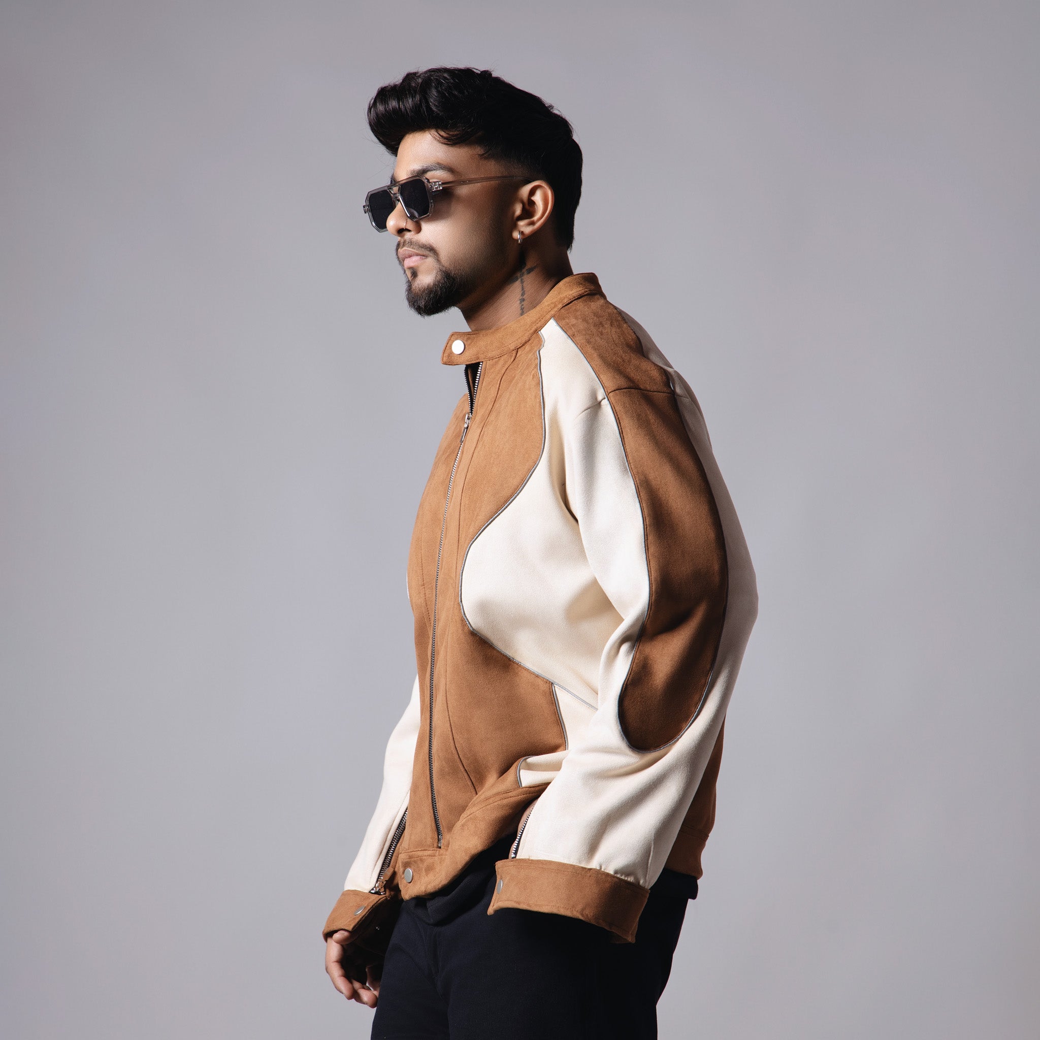 BROWN & BEIGE RACER JACKET - Hophead