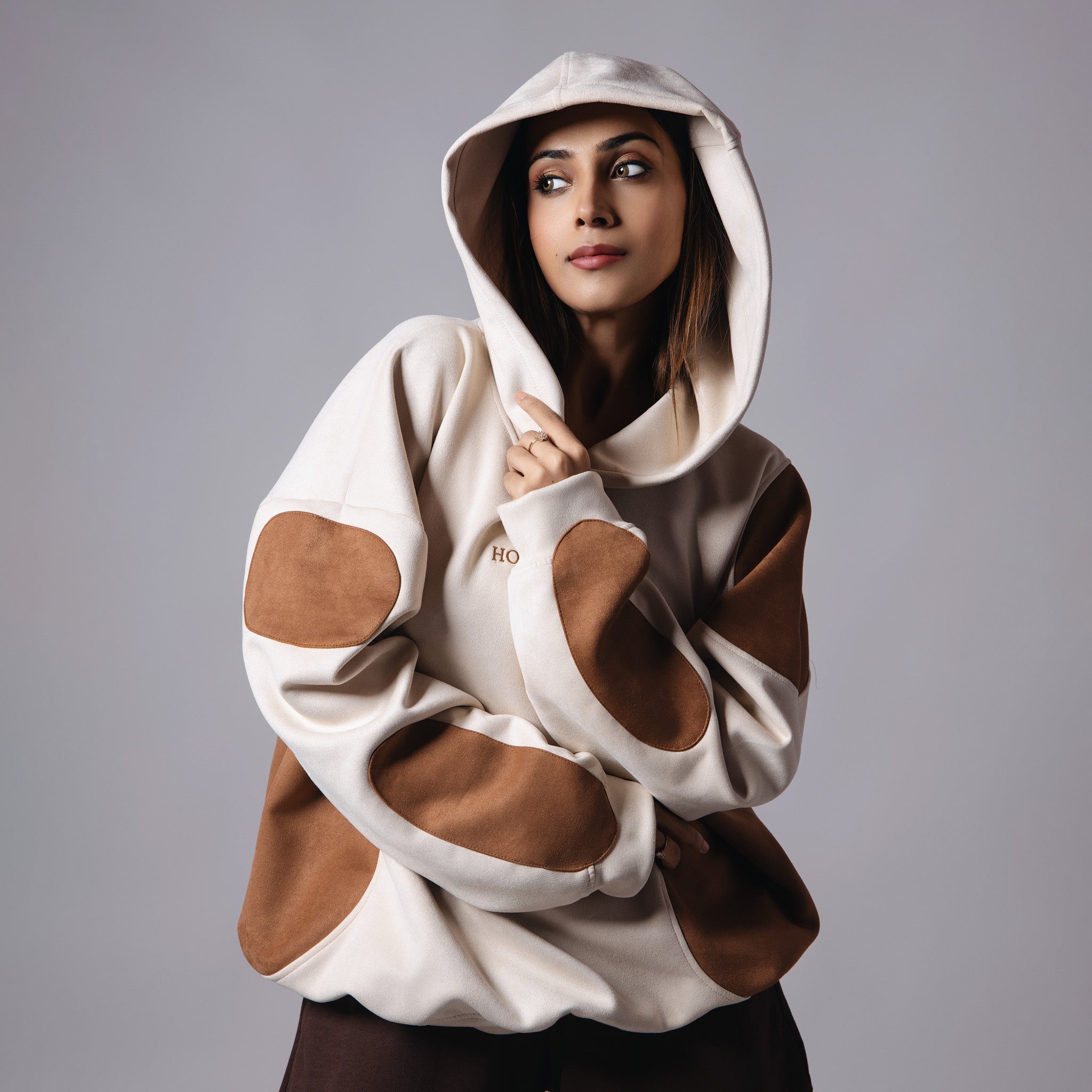 BROWN & BEIGE ROUND PATCH HOODIE - Hophead