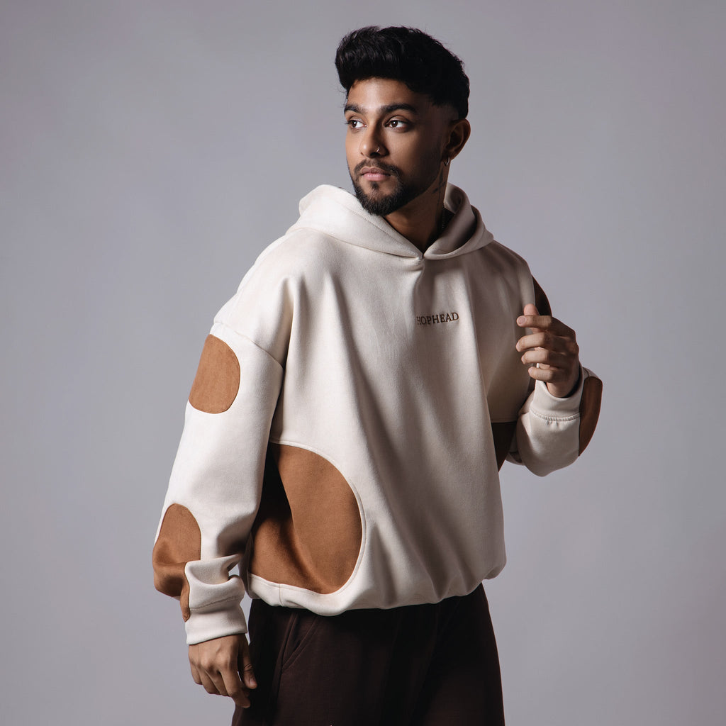BROWN & BEIGE ROUND PATCH HOODIE - Hophead