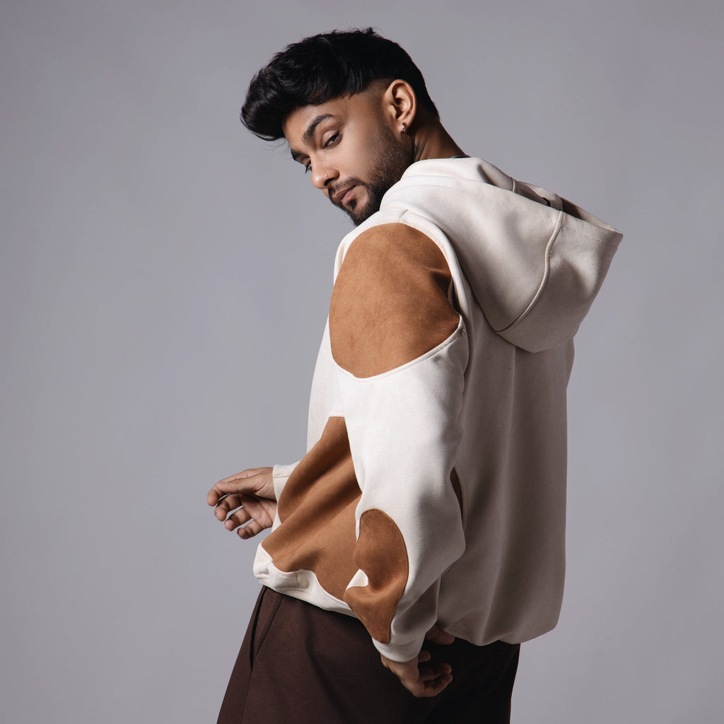 BROWN & BEIGE ROUND PATCH HOODIE - Hophead