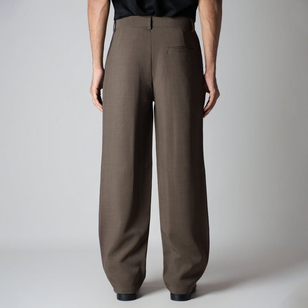 BROWN CROSS PLEAT TROUSER - Hophead