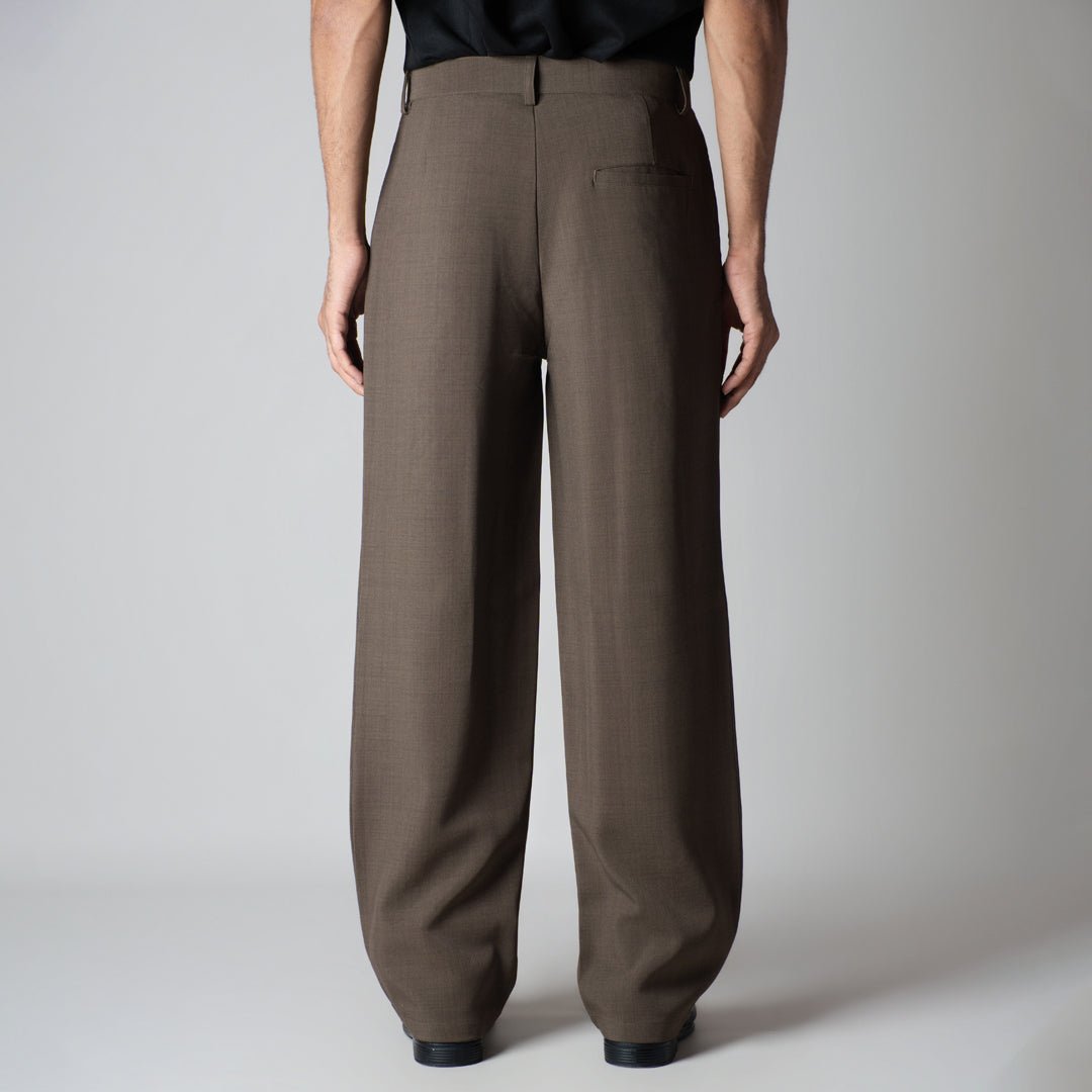 BROWN CROSS PLEAT TROUSER - Hophead