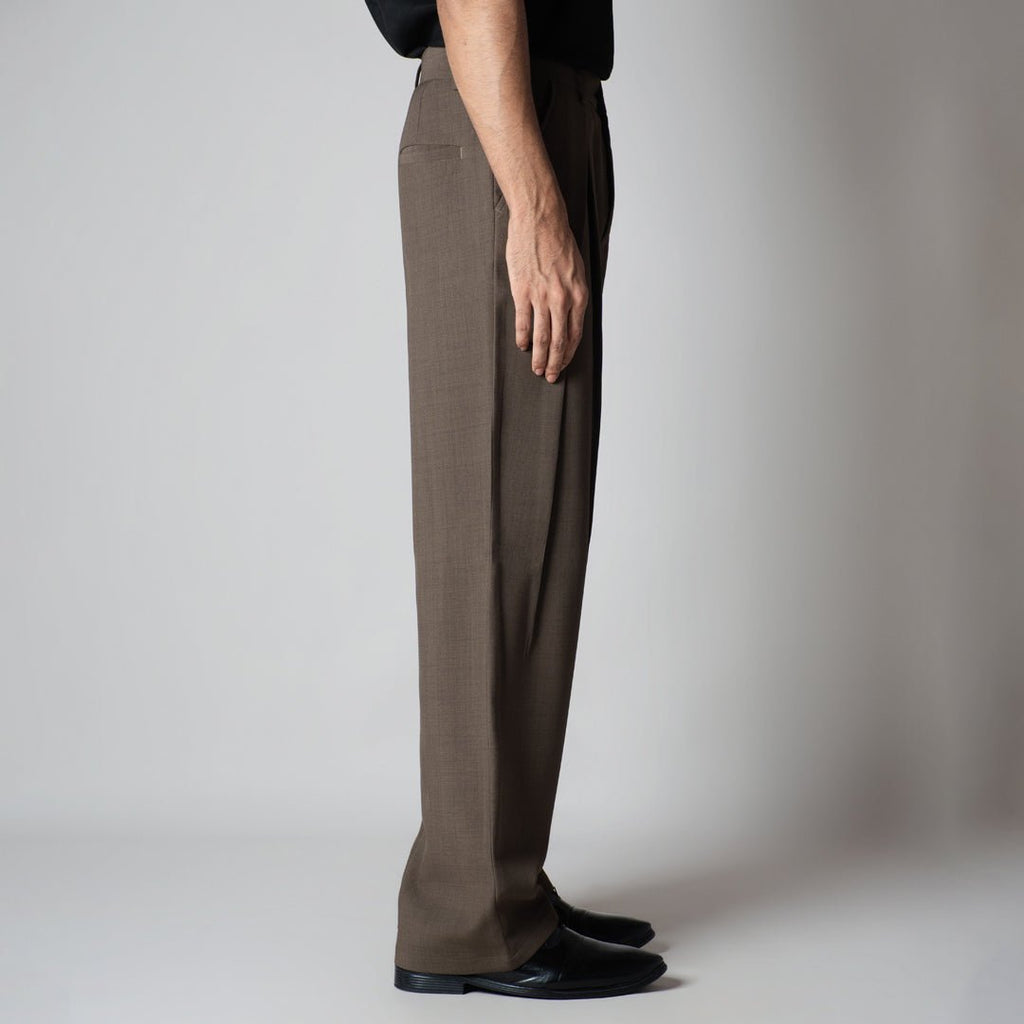 BROWN CROSS PLEAT TROUSER - Hophead