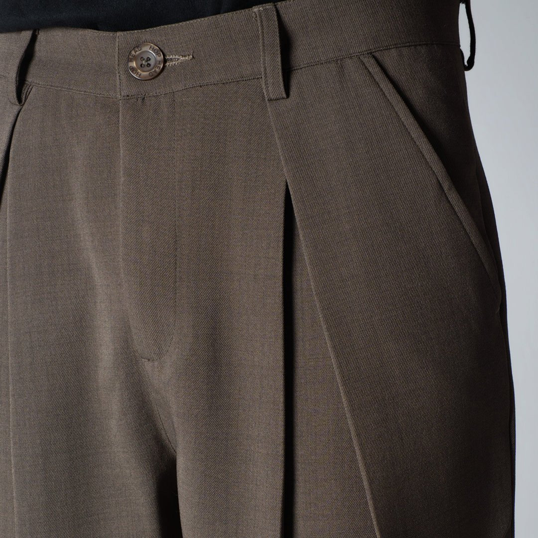 BROWN CROSS PLEAT TROUSER - Hophead