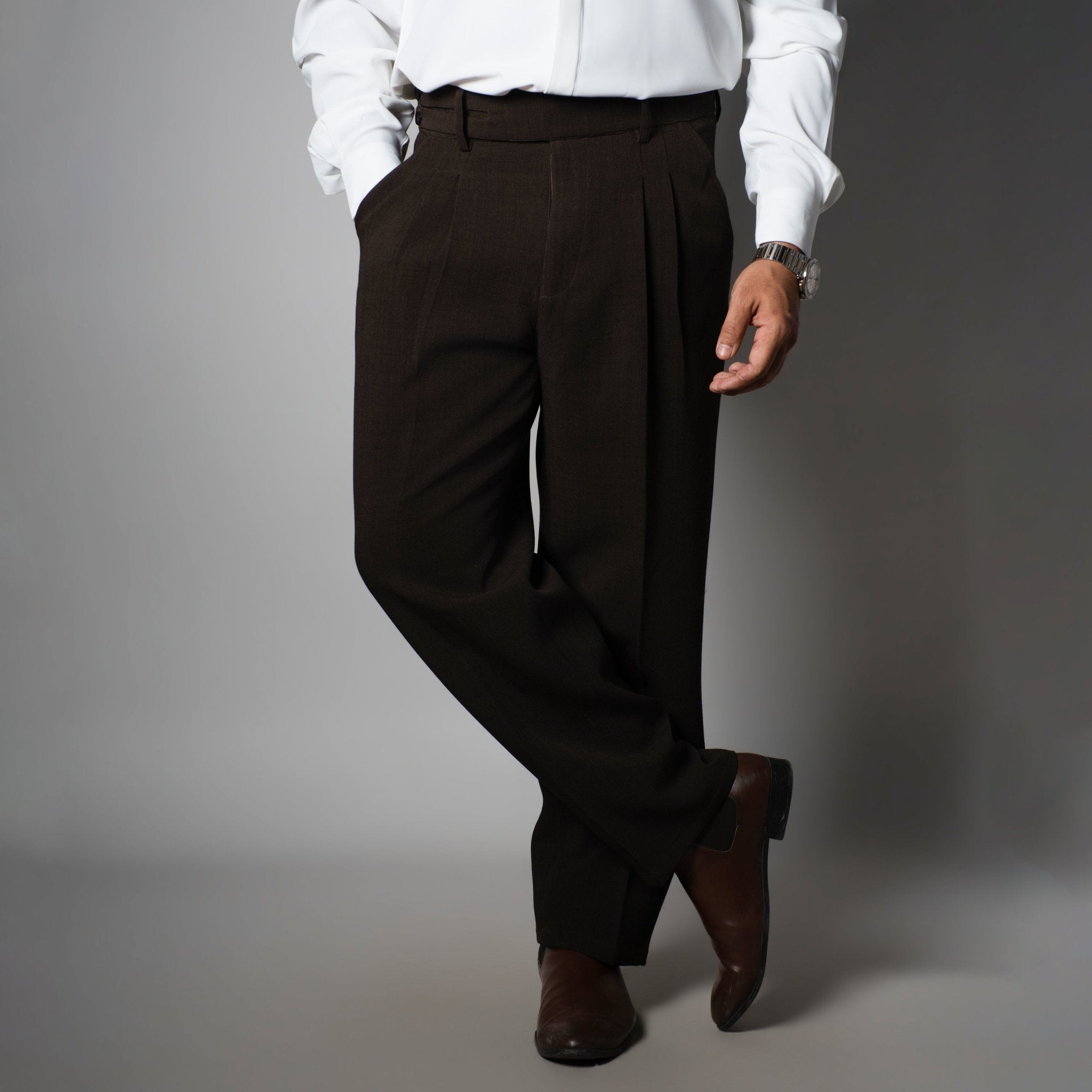 BROWN DOUBLE FLAP TROUSER - Hophead