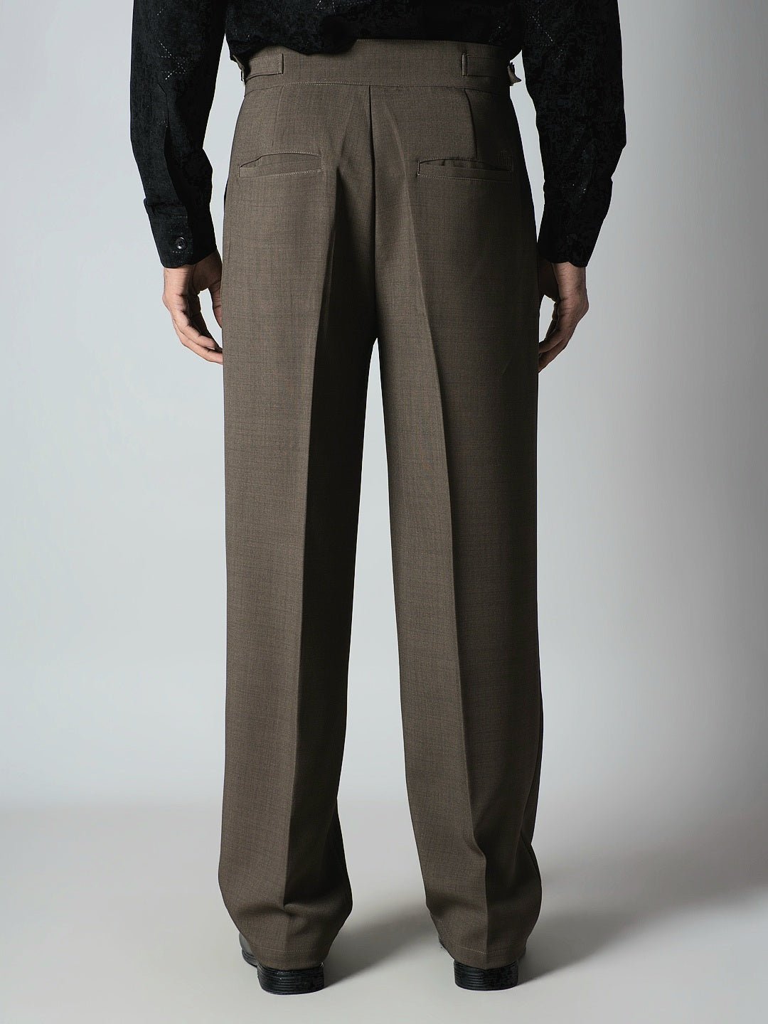 BROWN DOUBLE PLEAT STRAIGHT FIT TROUSER - Hophead