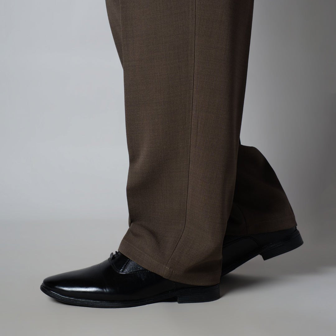 BROWN DOUBLE PLEAT STRAIGHT FIT TROUSER - Hophead