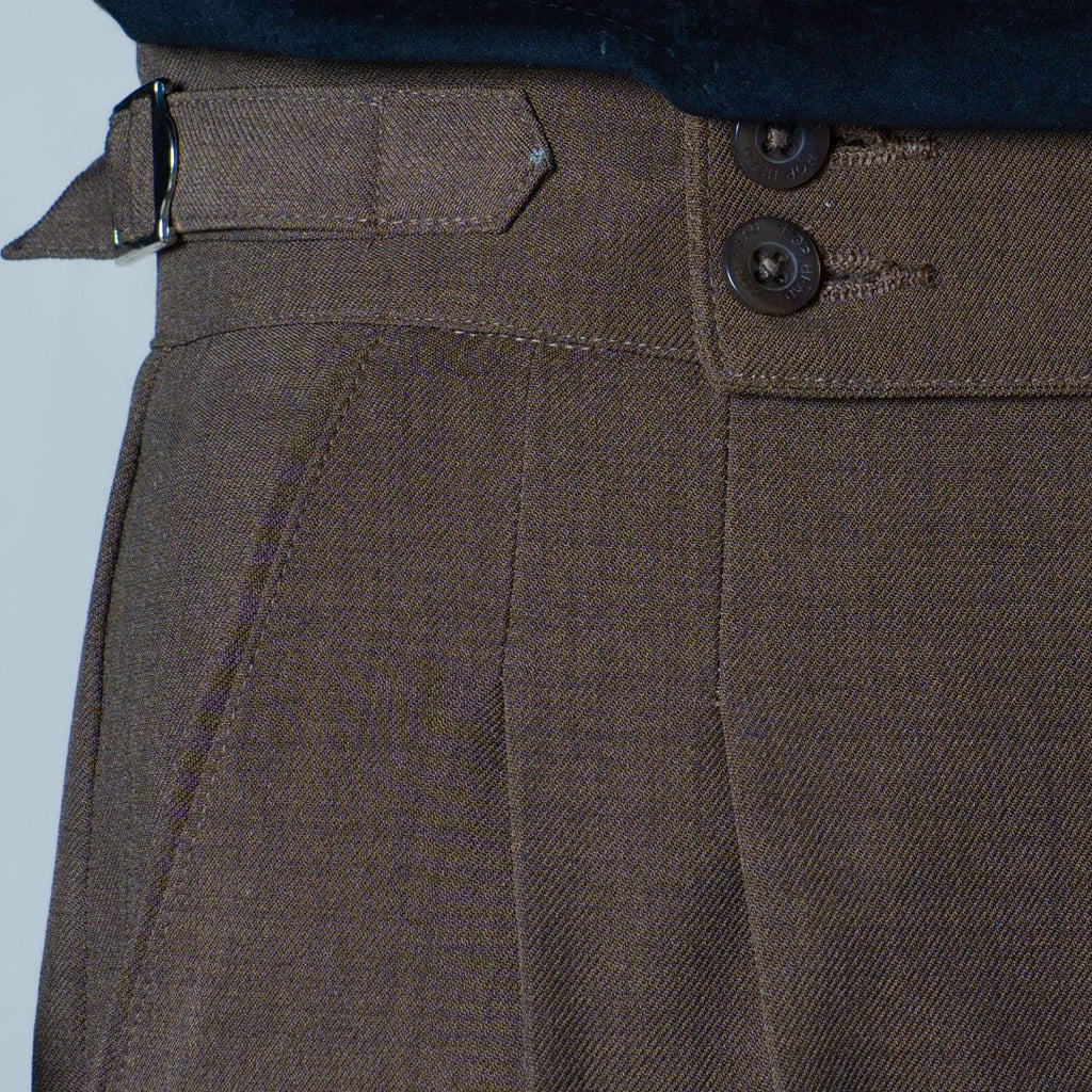 BROWN DOUBLE PLEAT STRAIGHT FIT TROUSER - Hophead