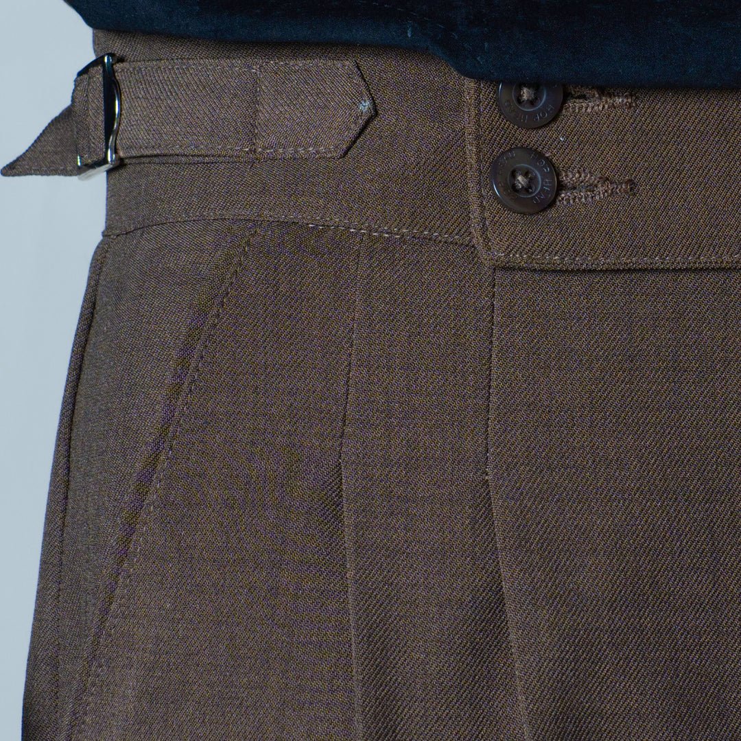 BROWN DOUBLE PLEAT STRAIGHT FIT TROUSER - Hophead