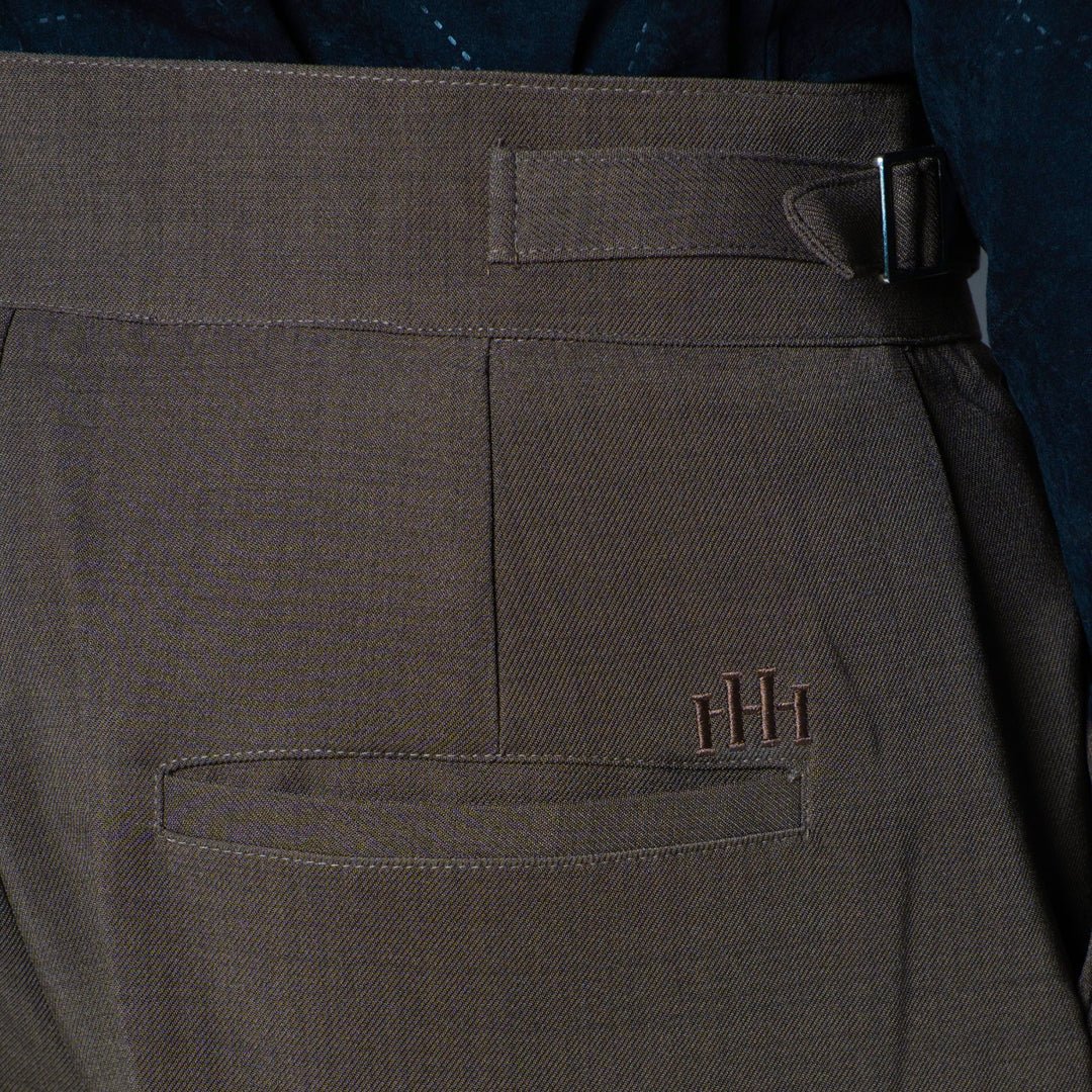 BROWN DOUBLE PLEAT STRAIGHT FIT TROUSER - Hophead