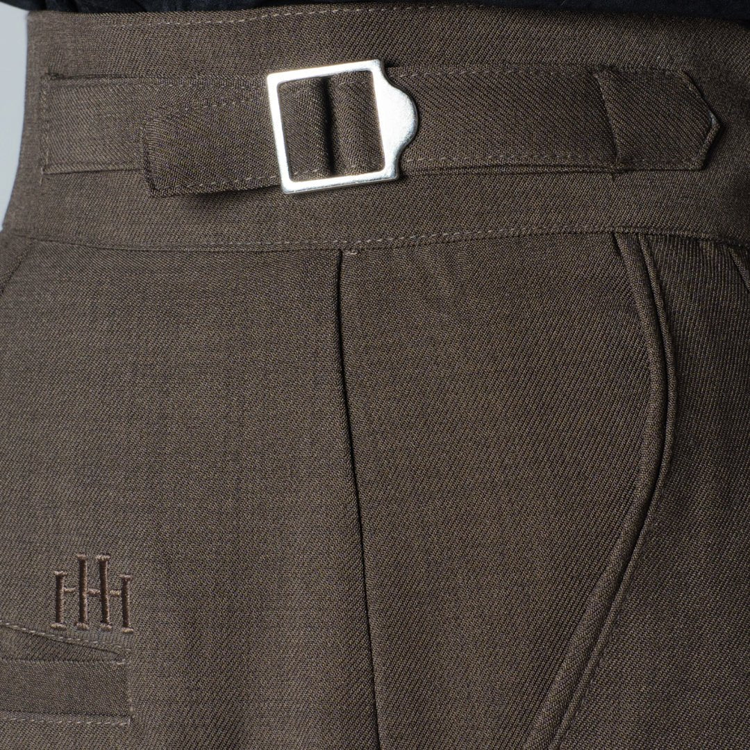 BROWN DOUBLE PLEAT STRAIGHT FIT TROUSER - Hophead