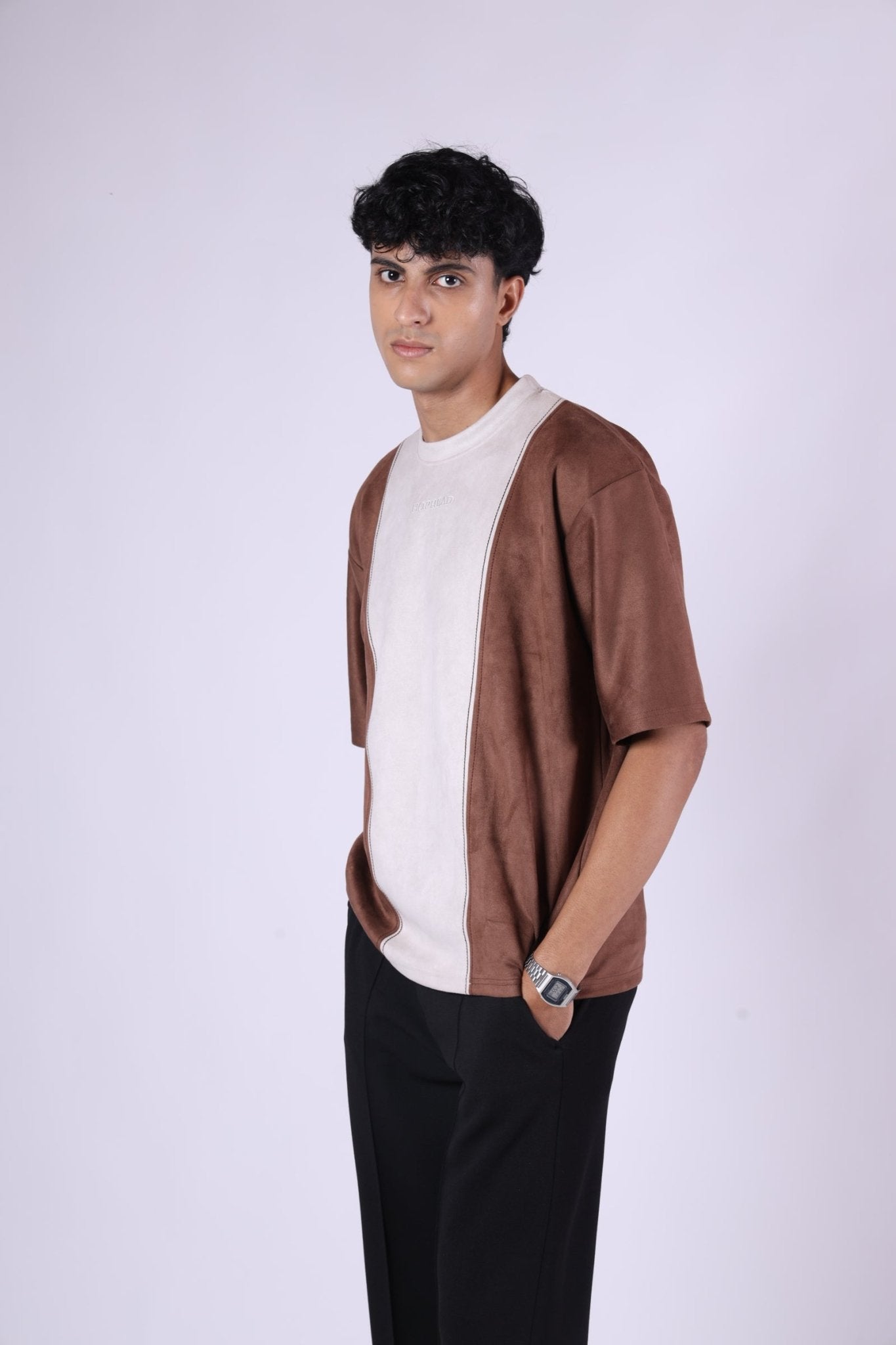 BROWN DUAL TONE SUEDE T - SHIRT - Hophead