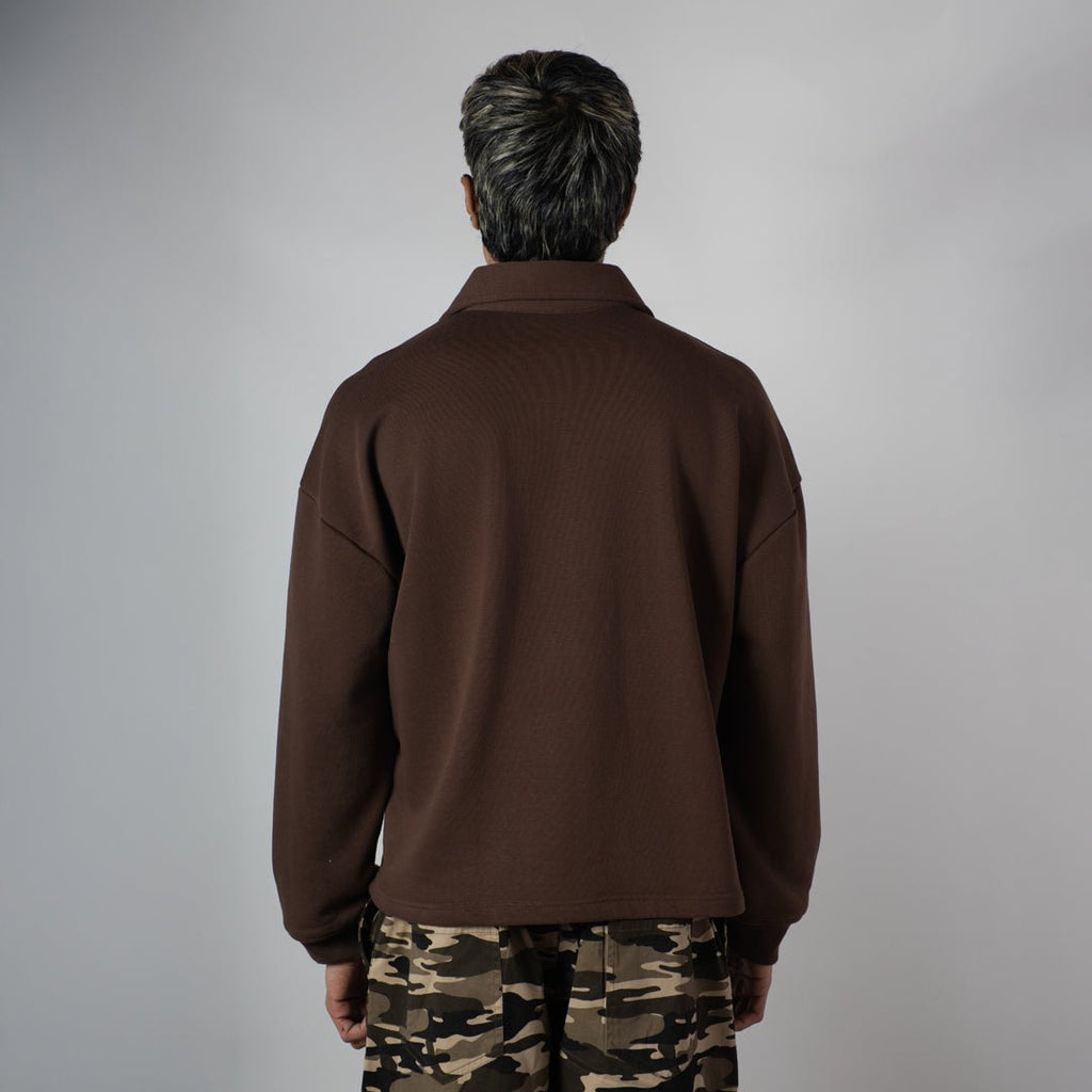 BROWN HALF - ZIPUP PULLOVER POLO - Hophead