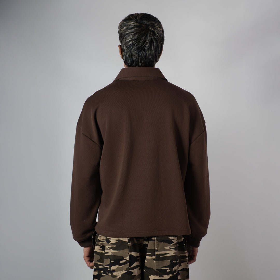 BROWN HALF - ZIPUP PULLOVER POLO - Hophead