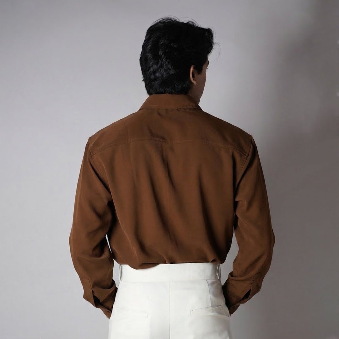 BROWN KOREAN SHIRT - Hophead