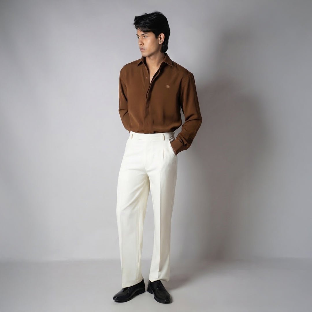 BROWN KOREAN SHIRT - Hophead
