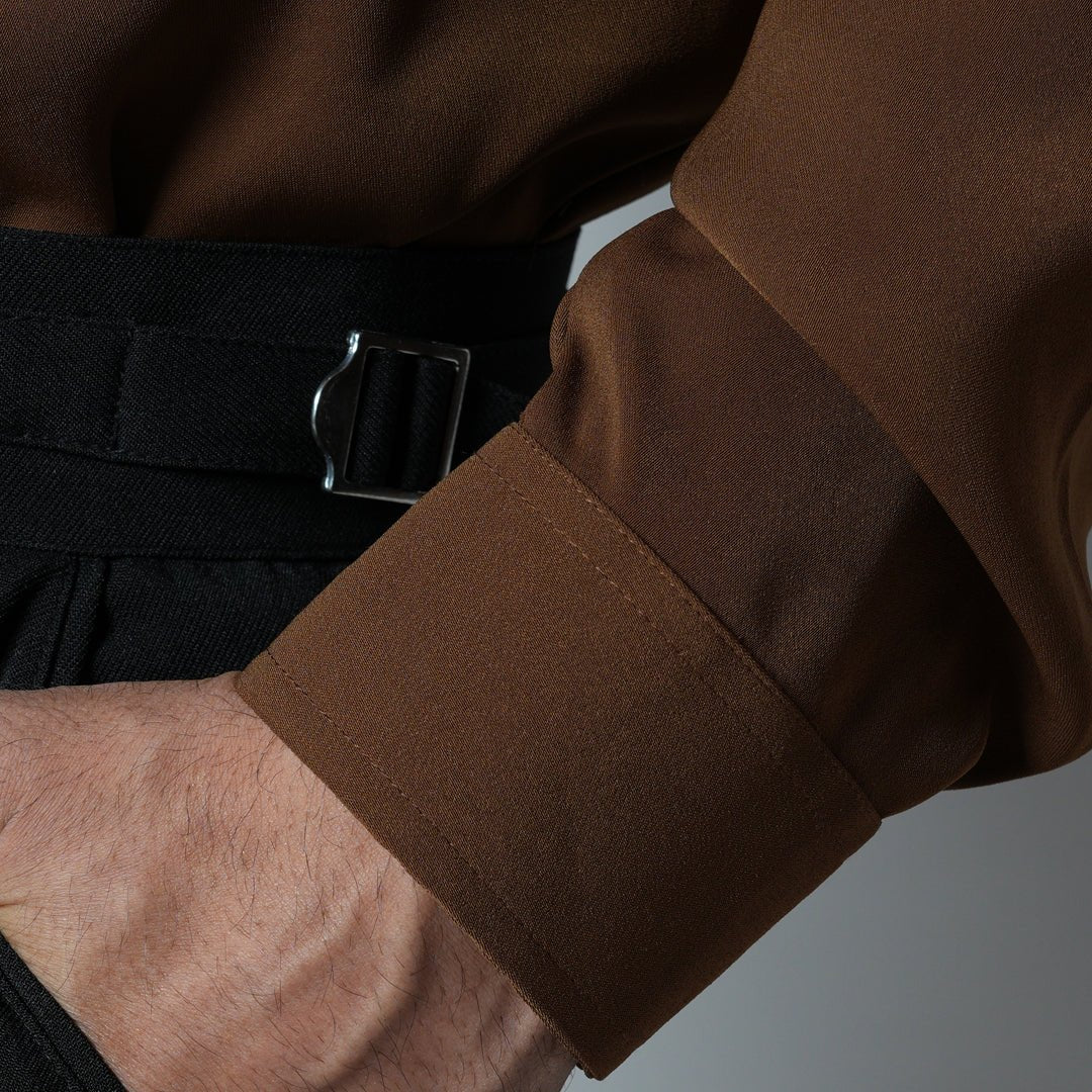 BROWN KOREAN SHIRT - Hophead