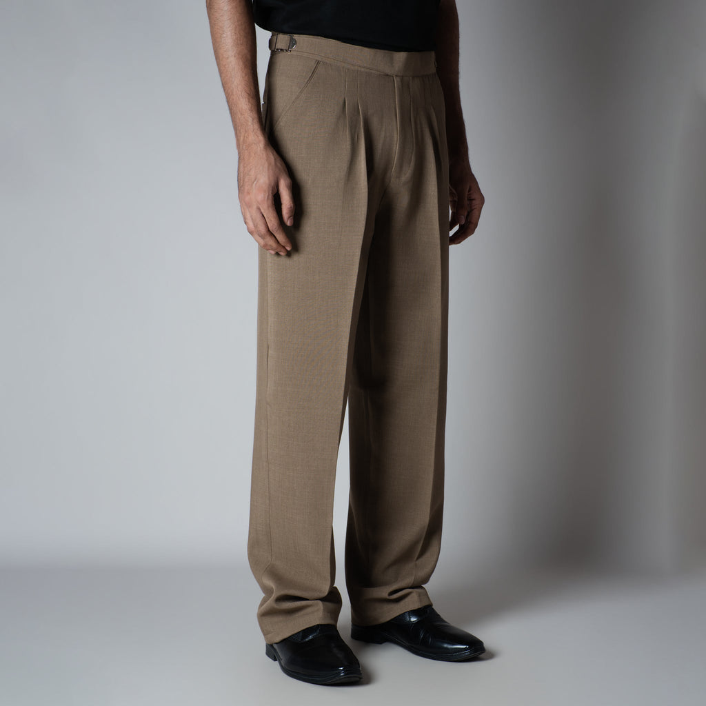 BROWN LONG FLAP BELT TROUSER - Hophead