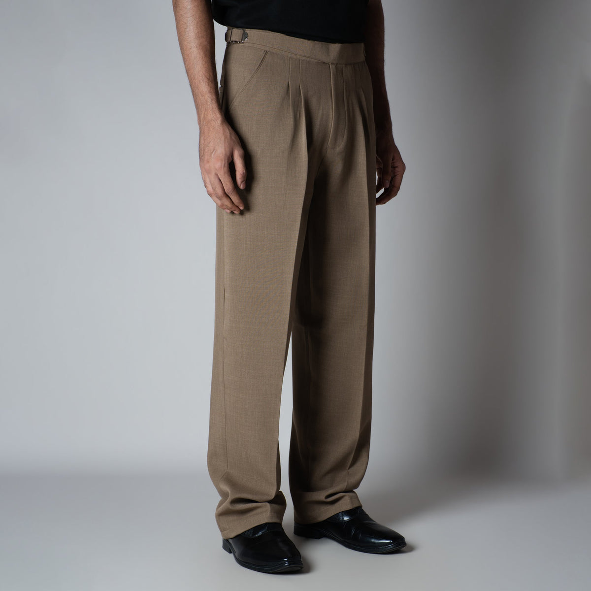 BROWN LONG FLAP BELT TROUSER - Hophead