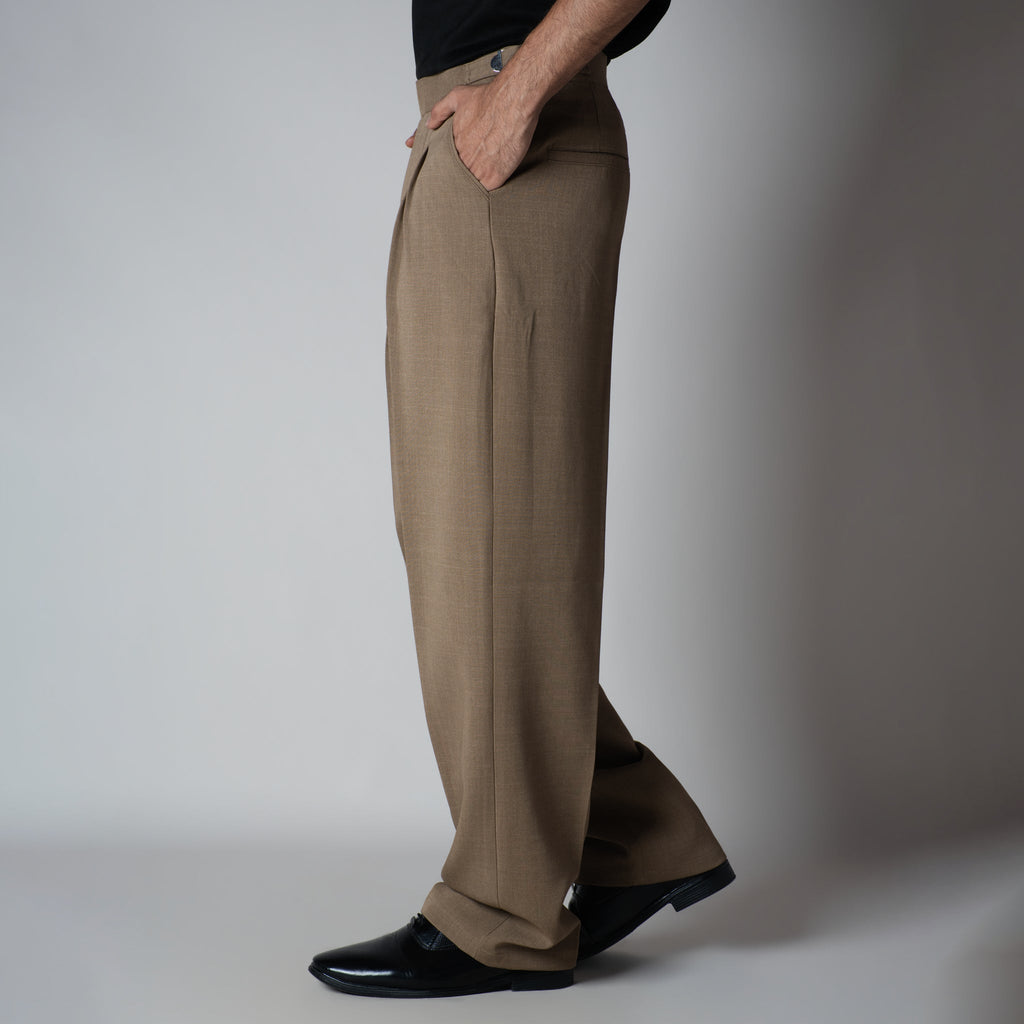 BROWN LONG FLAP BELT TROUSER - Hophead
