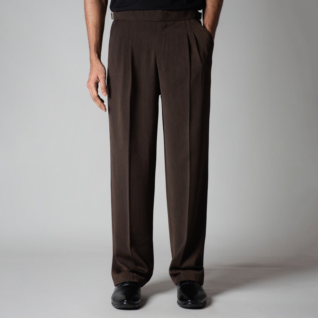 BROWN LONG FLAP TEXTURED TROUSER - Hophead