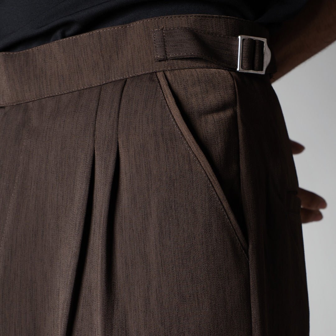 BROWN LONG FLAP TEXTURED TROUSER - Hophead