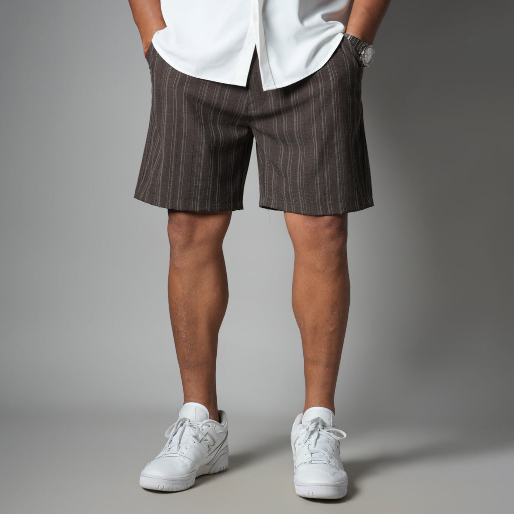 BROWN PINSTRIPE SHORTS - Hophead