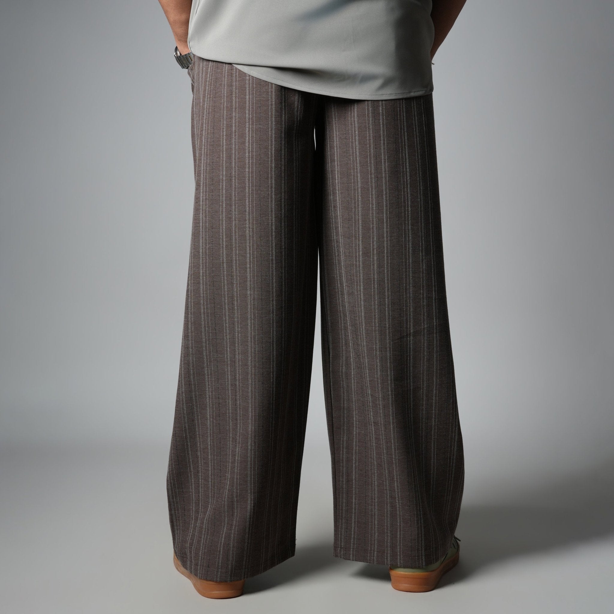 BROWN PINSTRIPE WIDE PANTS - Hophead
