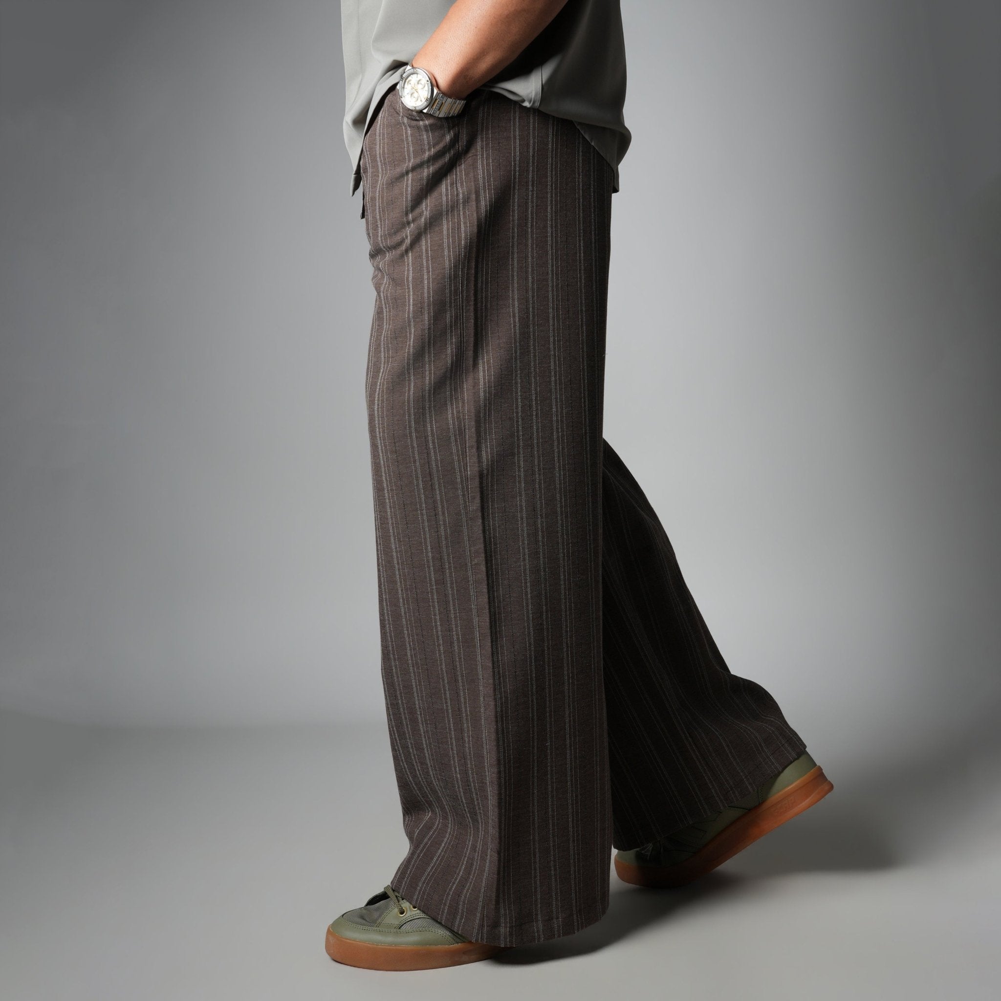 BROWN PINSTRIPE WIDE PANTS - Hophead