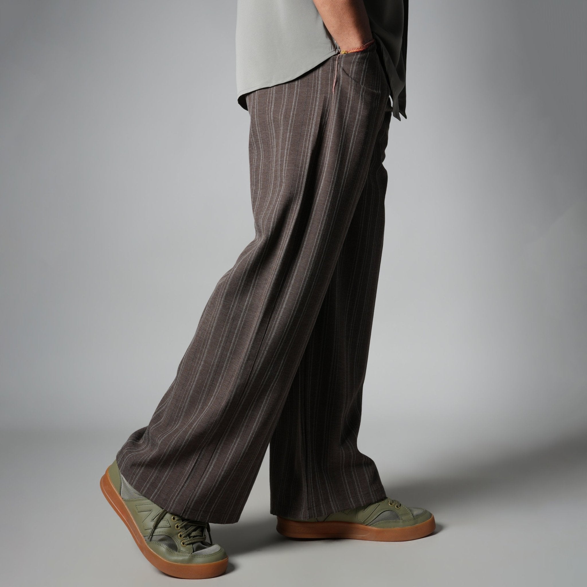 BROWN PINSTRIPE WIDE PANTS - Hophead