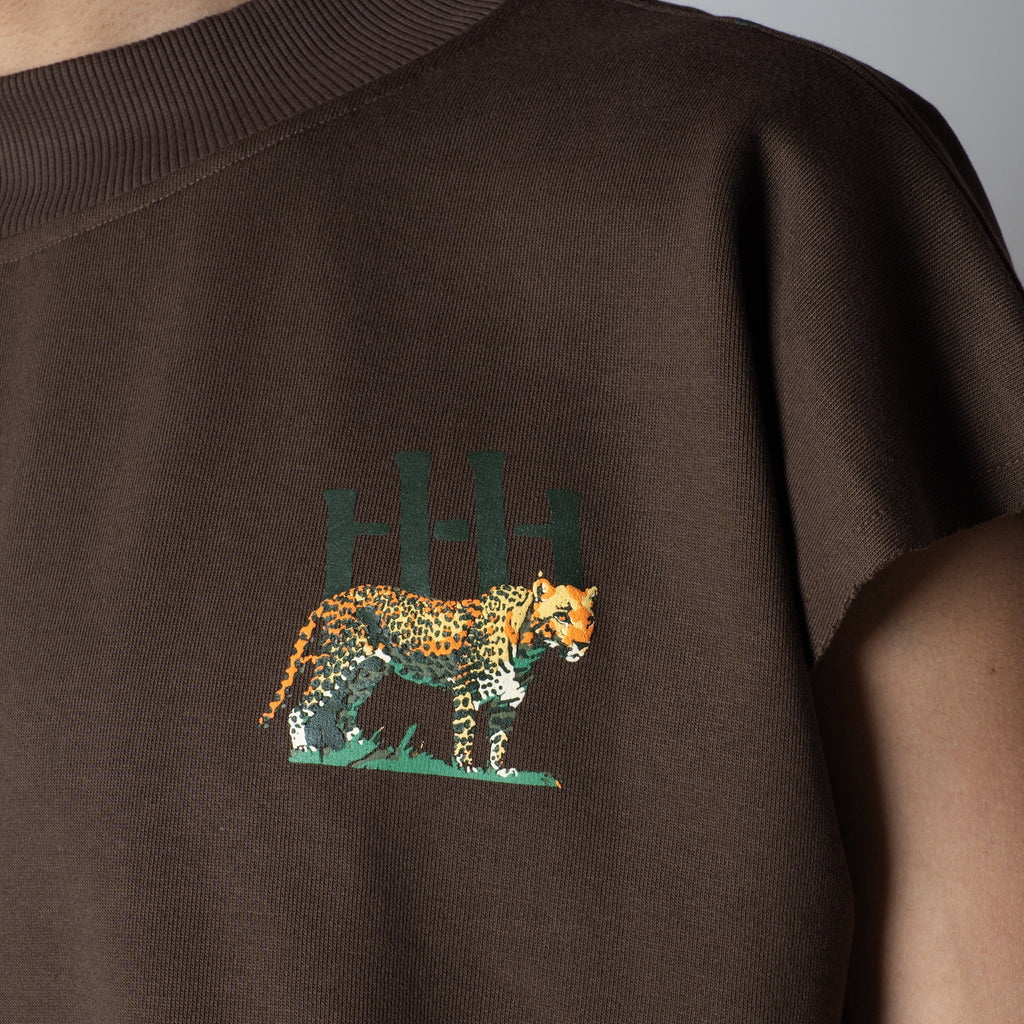 BROWN RAW CUT CHEETA PRINTED SLEEVELESS - Hophead