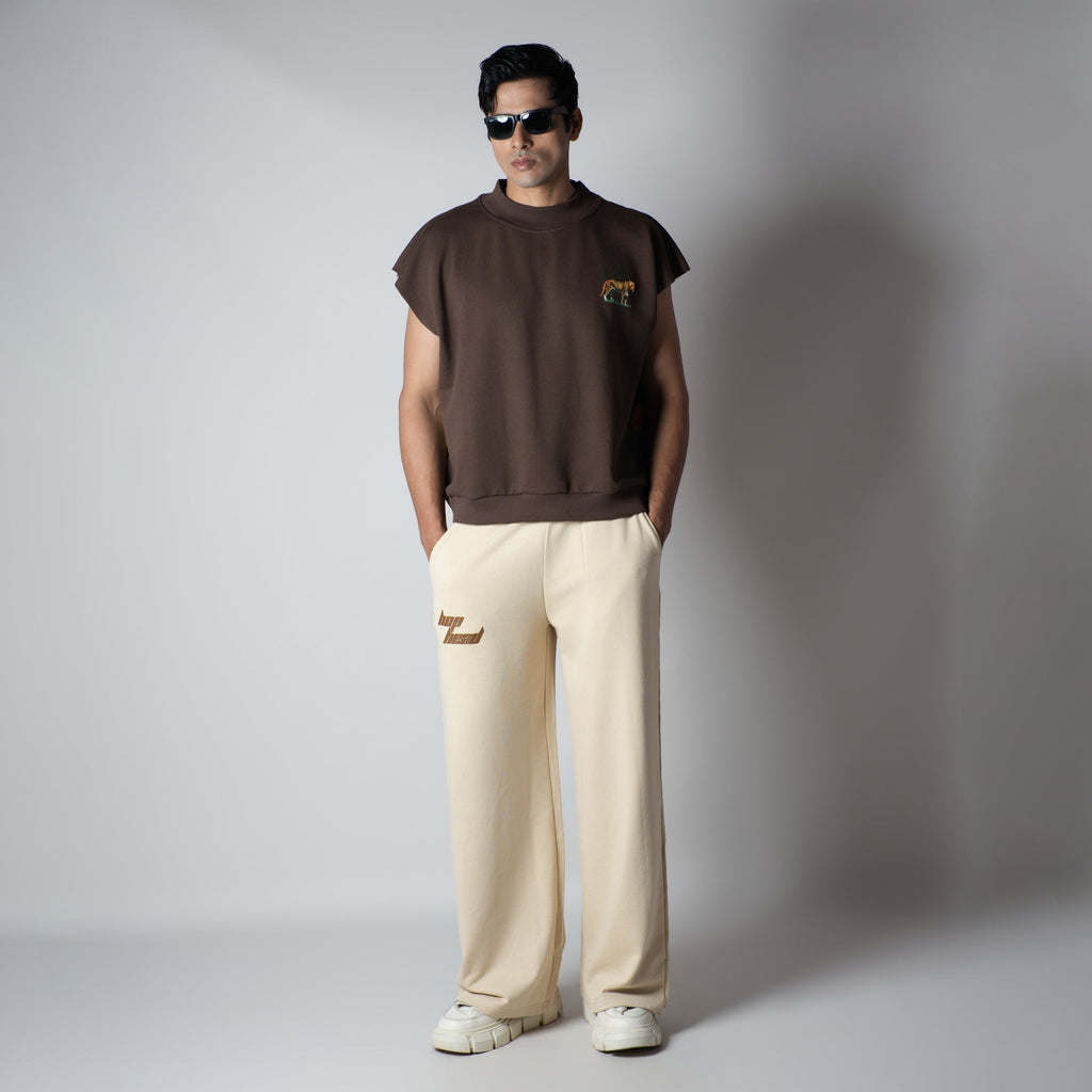 BROWN RAW CUT CHEETA PRINTED SLEEVELESS - Hophead