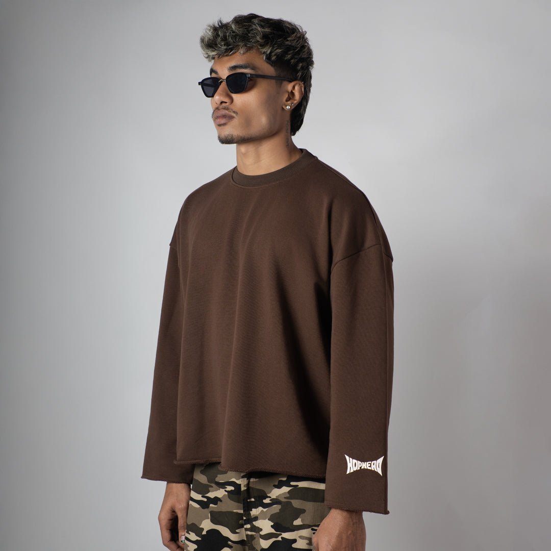 BROWN RAW EDGE SWEATSHIRT - Hophead