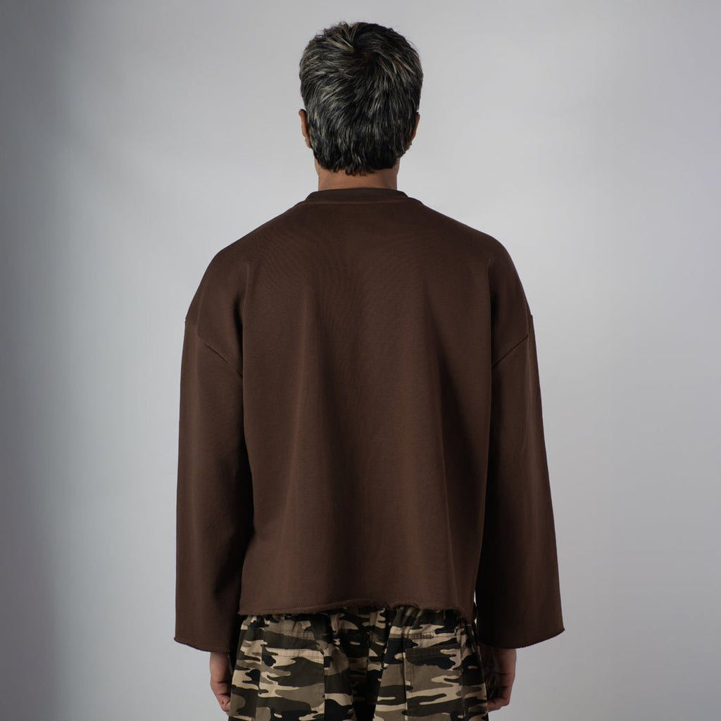 BROWN RAW EDGE SWEATSHIRT - Hophead