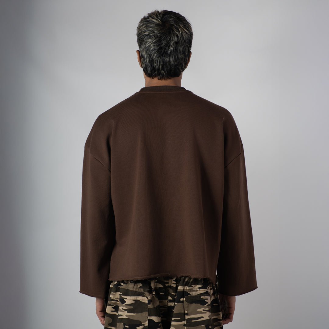 BROWN RAW EDGE SWEATSHIRT - Hophead