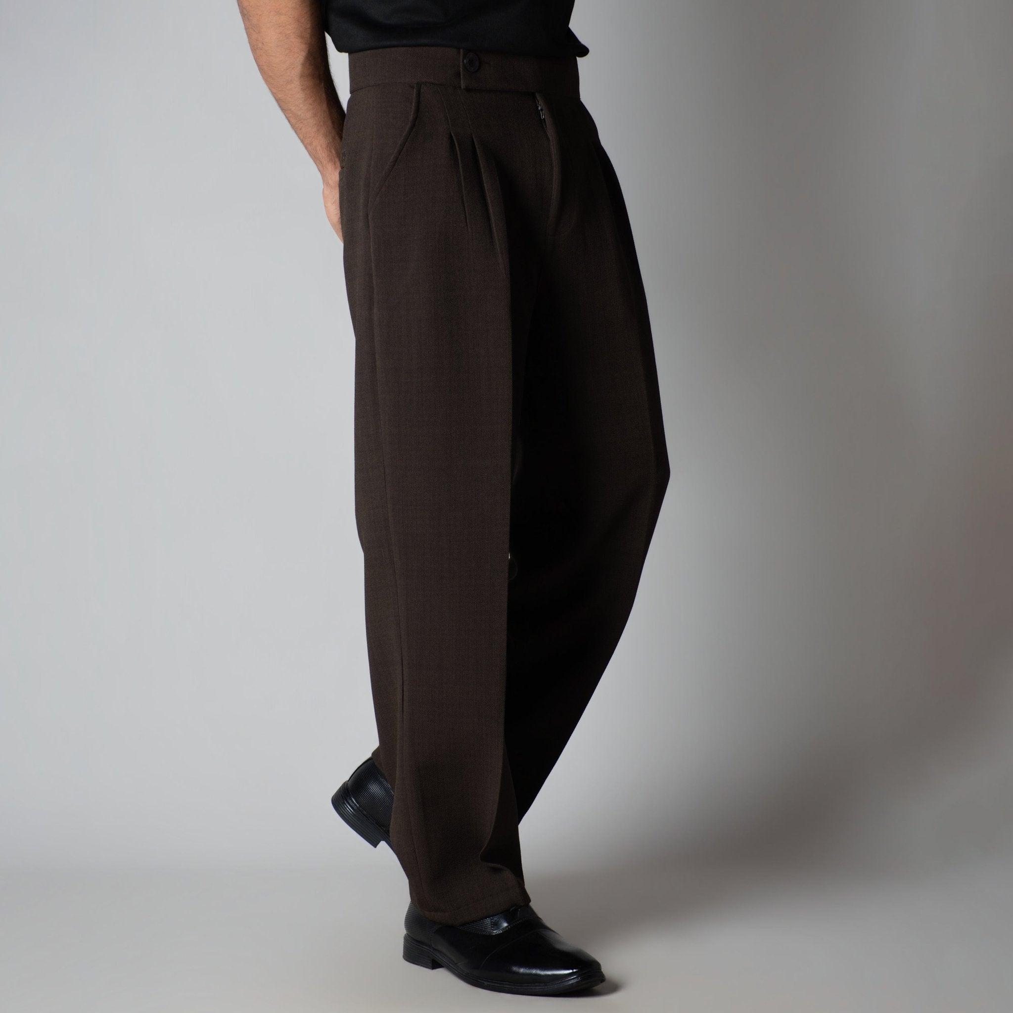BROWN SINGLE BUTTON TROUSER - Hophead