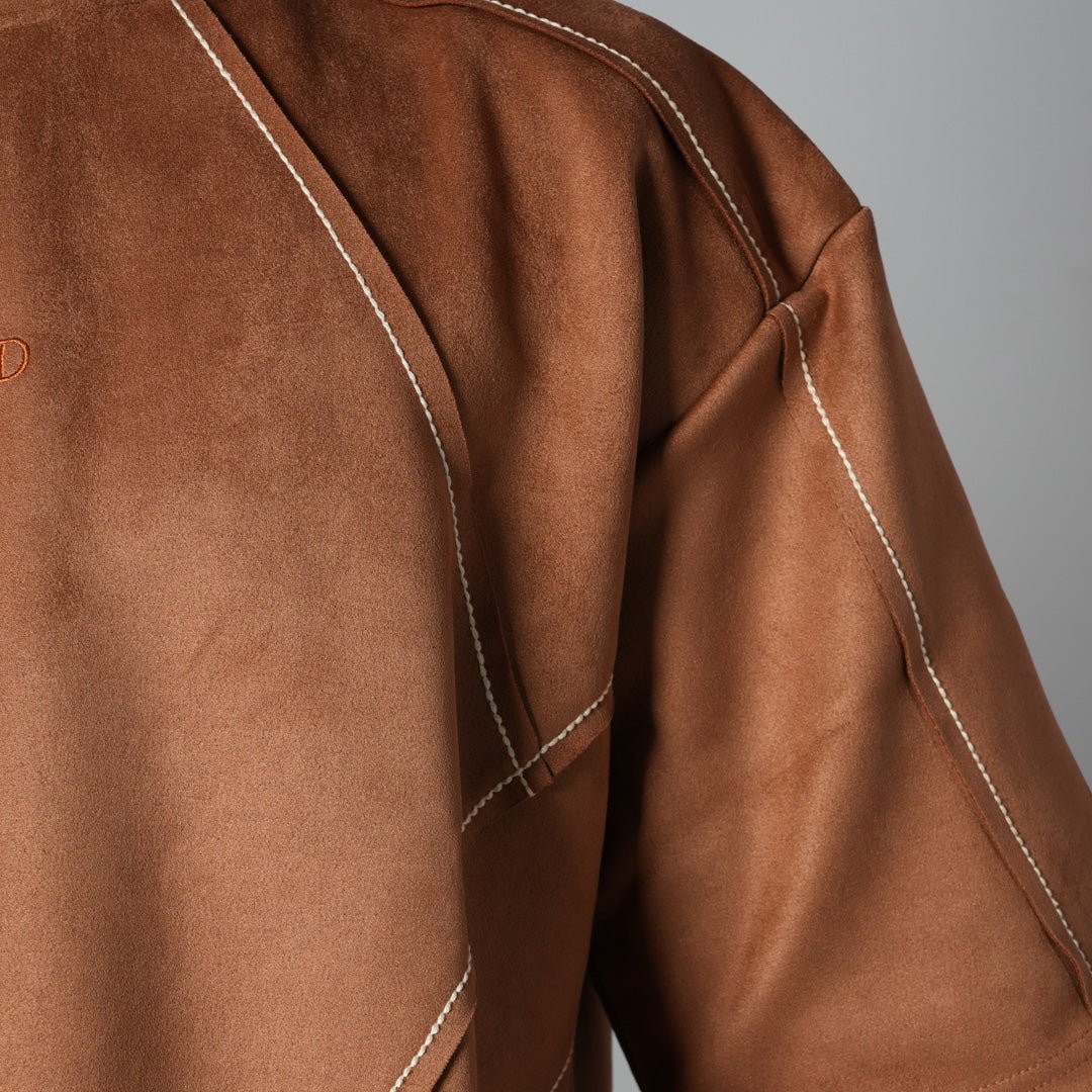 BROWN STITCH - LINE EMBROIDERED SUEDE T - SHIRT - Hophead